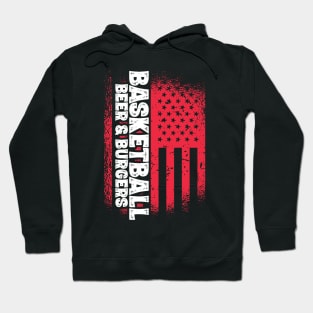 Basketball Beer And Burgers - US Flag design Hoodie